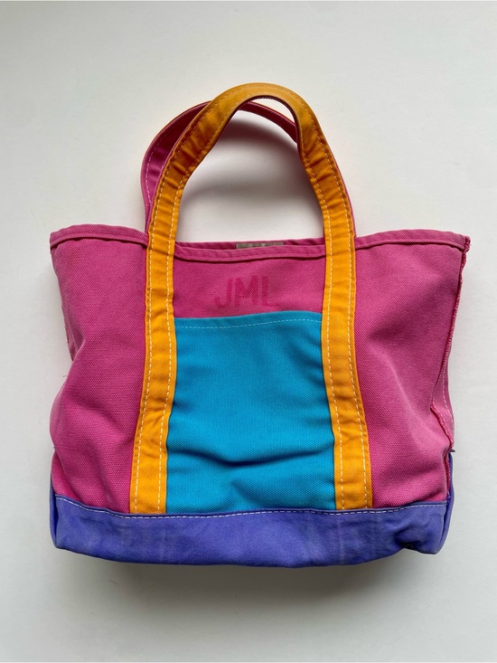 L.L. Bean Handbags - Vintage 90s Y2K L.L. Bean Medium Boat & Tote, Colorblock Pink Purple Orange Teal